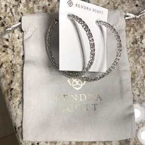 Kendra Scott Maggie Hoop Earrings In Silver Filigree.  Worn once!